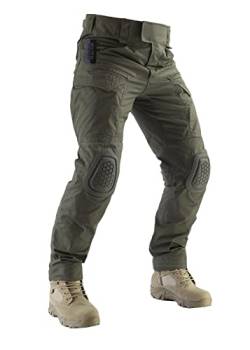 ZAPT Combat Pants Herren Airsoft Paintball Taktische Hose mit Knieschützern Jagd Camouflage Militärhose, Ranger Green, Groß von ZAPT