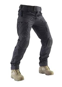 ZAPT Combat Pants Herren Airsoft Paintball Taktische Hose mit Knieschützern Jagd Camouflage Militärhose, grau, Klein von ZAPT