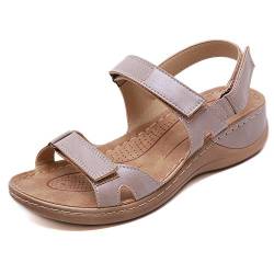 ZAPZEAL Damen Römersandalen Strandsandalen Barfußschuhe Sommer Outdoor Sandalen Weich Wasserschuhe Atmungsaktive Rutschfest,Aprikose 40 EU von ZAPZEAL