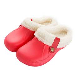 ZAPZEAL Damen Winter Clogs Warm Gefüttert Hausschuhe für Indoor Outdoor, Rot, 39/40 EU von ZAPZEAL