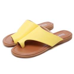 ZAPZEAL Flip Flops Hausschuhe Frauen Sandalen für Sommerpartys und Outdoor Aktivitäten Flache Schuhe mit bequemer Walking Erfahrung (gelb,37) von ZAPZEAL