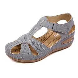 ZAPZEAL Sandalen Damen PU Leder Loafers Freizeit Bootsschuhe Slipper Casual PU Leder Halbschuhe Schlupfschuhe fürs Flache Fahren Schuhe Erbsenschuhe,Grau 38 EU von ZAPZEAL