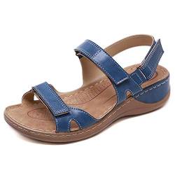 ZAPZEAL Sandalen Damen Sommer mit Strand Schuhe Flach Outdoor Damen Trekking Sandalette Pantoletten Hausschuhe Tragbar für Urlaub Alltagskleidung,Blau 38 EU von ZAPZEAL