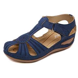 ZAPZEAL Sommer Sandalen für Frauen Casual Rutschfeste Gartenschuhe Bequem lässig Wanderschuhe für Outdoor Arbeit Shopping,Blau 41 EU von ZAPZEAL