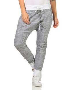 Moda Italy trendy Damen Sweatpants Baggy Boyfriend Freizeithose Jogginghose Baumwolle Sporthose Loose fit (Einheitsgröße: Gr. 36-40, Weiß) von ZARMEXX Fashion