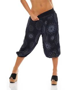 Zarmexx Damen 3/4 Pumphose Capri Pluderhose im Harem-Stil Kurze Sommerhose Yoga Aladinhose Knielang (Einheitsgröße 36/38/40, Navy) von ZARMEXX Fashion