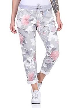Zarmexx Damen Sweatpants Baggy Hose Boyfriend Freizeithose Sporthose All-Over Roses Print One Size (floral6, One Size) von ZARMEXX Fashion