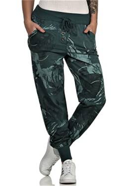 Zarmexx Damen Sweatpants Sweathose Baumwollhose Jogger Jogginghose Freizeithose Relax Fit Damenhose Jungle-Print (grün) von ZARMEXX Fashion