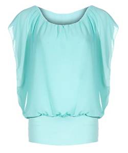 Damen Bluse Kurzarm Shirt Sommer Tunika Batwing Top im Fledermaus Look Rundhals Oberteil (Mint, 34-40) von ZARMEXX