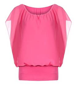 Damen Bluse Kurzarm Shirt Sommer Tunika Batwing Top im Fledermaus Look Rundhals Oberteil (pink, 34-40) von ZARMEXX