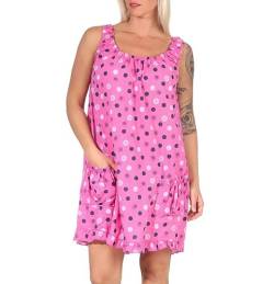 Damen Strandkleid Freizeit Party Sommerkleid Kleider Ärmellose Oversize Tunika Shirt Minikleid Baumwolle (pink, 38-44) von ZARMEXX