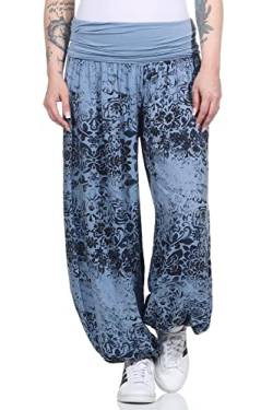 ZARMEXX Damen Aladinhose Pumhose Sommerhose Freizeithose Pluderhose Yoga Pilates Haremshose (Mod.2 Jeansblau, 36-42) von ZARMEXX