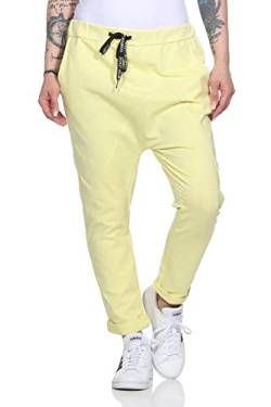 ZARMEXX Damen Baumwoll Freizeithose Baggy Boyfriend Style Jogger Ladies Pants mit elastischem Bund (gelb) von ZARMEXX