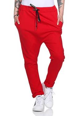 ZARMEXX Damen Baumwoll Freizeithose Baggy Boyfriend Style Jogger Ladies Pants mit elastischem Bund (rot) von ZARMEXX