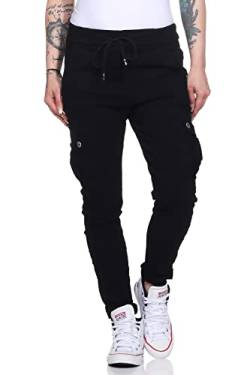 ZARMEXX Damen Freizeithose Cargo Hose Baggy Style Jogger Ladies Pants mit elastischem Bund (schwarz) von ZARMEXX