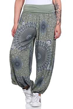 ZARMEXX Damen Haremshose Pumphose Aladinhose Pluderhose Yoga Freizeithose Sommerhose (Armee-Mandala, 36-42) von ZARMEXX