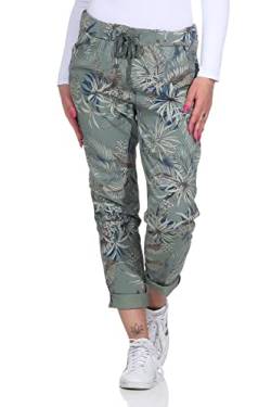 ZARMEXX Damen Hose Sommerhose Freizeithose Casual Business Hose mit Print Sweatpants Baggy (Armee, 38-42) von ZARMEXX