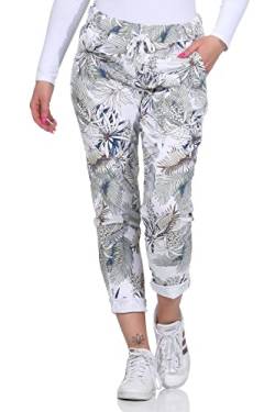 ZARMEXX Damen Hose Sommerhose Freizeithose Casual Business Hose mit Print Sweatpants Baggy (Weiss, 38-42) von ZARMEXX