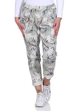 ZARMEXX Damen Hose Sommerhose Freizeithose Casual Business Hose mit Print Sweatpants Baggy (beige, 38-42) von ZARMEXX