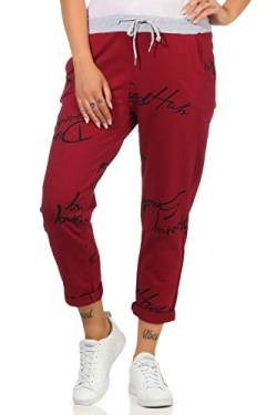 ZARMEXX Damen Joggpants Baggy Boyfriend Style Sweatpants All-Over Print für Freizeit und Sport (Bordeaux, 36-40) von ZARMEXX