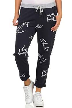 ZARMEXX Damen Joggpants Baggy Boyfriend Style Sweatpants All-Over Print für Freizeit und Sport (Navy, 36-40) von ZARMEXX