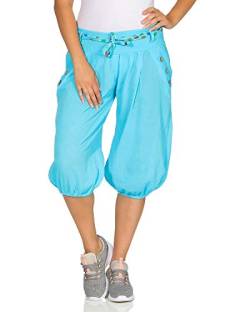 ZARMEXX Damen Pumphose mit Bindegürtel Kurze Haremshose Unifarben Strand Shorts Bermuda Hose Pants (hellblau) von ZARMEXX