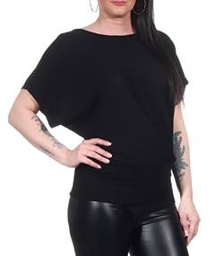 ZARMEXX Damen Shirt Oversize T-Shirt mit Fledermausärmeln Oberteil Batwing Bluse Rundhals (schwarz, 36-46) von ZARMEXX