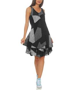 ZARMEXX Damen Sommerkleid Strand Kleid Patchwork-Print Ärmellos doppellagig A-Linie schwarz One Size (36-40) von ZARMEXX