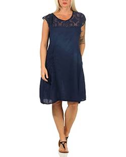 ZARMEXX Damen Sommerkleid mit Spitze unifarbenes Baumwollkleid Casual Basic (Navy) von ZARMEXX