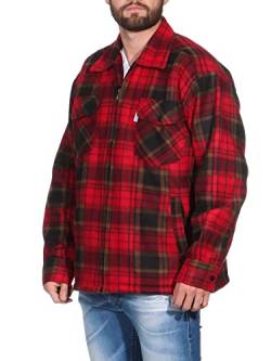 ZARMEXX Herren Thermohemd Karo Holzfällerjacke Arbeitsjacke mit Plüschfell Fleece Innenfutter Flanelljacke Kariert warm gefüttert (rot/braun, M) von ZARMEXX