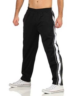 ZARMEXX Herren Trainingshose mit seitlicher Knopfleiste zum öffnen Button Up Sporthose Freizeithose Jogginghose Sportswear (schwarz, XXL) von ZARMEXX