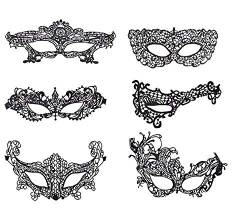 ZARRS Masken Venezianische,6er Pack Lace Masquerade Masks Damen Frauen Mädchen Maskenspiel Venetian Gesichtsmaske für Weihnachten Party Maskenball Halloween Schwarz von ZARRS