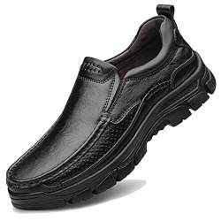 ZASDKE Herren Casual Loafer Klassische Business Lederschuhe Bequeme Pendler Büro Walking Schuhe, schwarz 2, 43.5 EU von ZASDKE