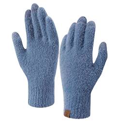 ZASFOU Damen Winter Touchscreen Handschuhe Nerzsamtimitat Elastische Warme Winterhandschuhe für kaltes Wetter,Blau von ZASFOU