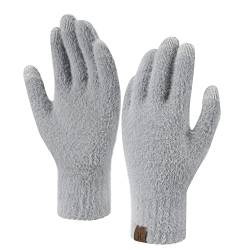 ZASFOU Damen Winter Touchscreen Handschuhe Nerzsamtimitat Elastische Warme Winterhandschuhe für kaltes Wetter,Grau von ZASFOU