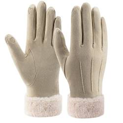 ZASFOU Damen Winter Touchscreen Handschuhe mit fleece gefütterte Warme Kaschmir winterhandschuhe für Kaltes Wetter,Aprikose,L von ZASFOU