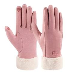 ZASFOU Damen Winter Warm Touchscreen Handschuhe mit Fleece Gefütterte Strick winterhandschuhe für Kaltes Wetter,Rosa,M von ZASFOU