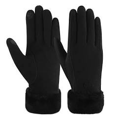 ZASFOU Damen Winter Warm Touchscreen Handschuhe mit Fleece Gefütterte Strick winterhandschuhe für Kaltes Wetter,Schwarz,M von ZASFOU