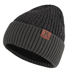 ZASFOU Winter Strickmütze für Herren Damen mit Fleece gefüttert, Warme Weiche Slouchy Mütze Herren, Unisex Totenkopfmütze mit gerollter Manschette bei kaltem Wetter von ZASFOU