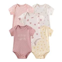 ZAV Baby Jungen Mädchen Kurzärmeliger Body 5er-Pack Sommer Cartoon Baumwolle Atmungsaktiv Soft Babykleidung Neugeborenes Essentials von ZAV