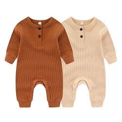 ZAV Solid Unisex Neugeborene Baby Jungen Mädchen Strampler 2er Pack Langarm Jumpsuits Säuglingskleidung Outfits., 0-3 Monate, Style 10 von ZAV