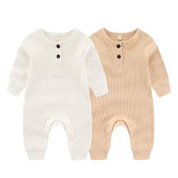 ZAV Solid Unisex Neugeborene Baby Jungen Mädchen Strampler 2er Pack Langarm Jumpsuits Säuglingskleidung Outfits., 12-18 Monate, Style 05 von ZAV