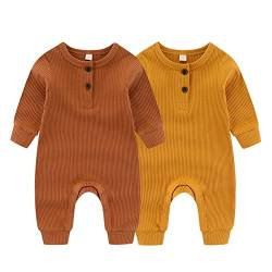 ZAV Solid Unisex Neugeborene Baby Jungen Mädchen Strampler 2er Pack Langarm Jumpsuits Säuglingskleidung Outfits., 6-9 Monate von ZAV