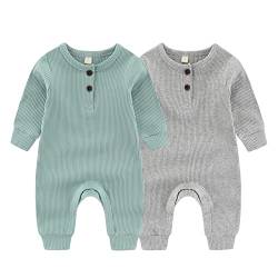 ZAV Solid Unisex Neugeborene Baby Jungen Mädchen Strampler 2er Pack Langarm Jumpsuits Säuglingskleidung Outfits. von ZAV