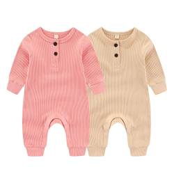 ZAV Solid Unisex Neugeborene Baby Jungen Mädchen Strampler 2er Pack Langarm Jumpsuits Säuglingskleidung Outfits. von ZAV