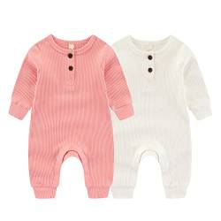 ZAV Solid Unisex Neugeborene Baby Jungen Mädchen Strampler 2er Pack Langarm Jumpsuits Säuglingskleidung Outfits. von ZAV