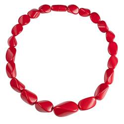 ZAVANA 55 cm Lange Statement-Halskette für Damen, handgefertigte Boho Chunky Halskette für Frauen in Rot, Chunky Kette mit roten gedrehten Harz-Gliedern, ungewöhnliche roter Bohème-Modeschmuck von ZAVANA