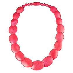 ZAVANA 60 cm Lange Hot Pink Statement-Halskette für Damen, handgefertigte Boho Chic Chunky Halskette für Frauen im knalligen Pink, eleganter Candy Pink Bohème Modeschmuck von ZAVANA