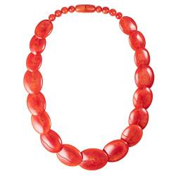ZAVANA 60 cm lange rote Statement-Halskette für Frauen, Handgemachte Boho Chic Chunky Halskette für Damen in Rot, eleganter roter Bohème-Modeschmuck von ZAVANA