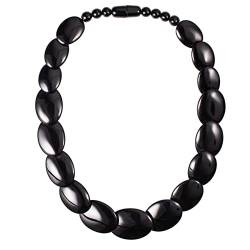 ZAVANA 60 cm lange schwarze Statement-Halskette für Frauen, Handgemachte Boho Chic Chunky Halskette für Damen in Schwarz, eleganter schwarzer Bohème-Modeschmuck von ZAVANA